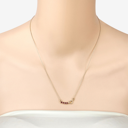 18k Gold Plated Genuine Garnet Infinity Heart Pendant Necklace