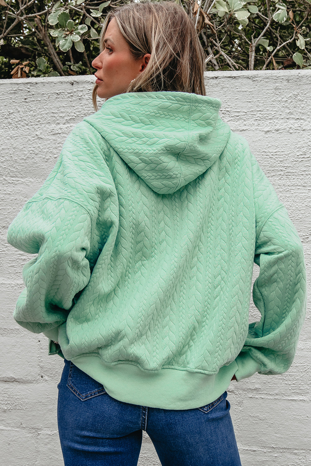 Threaded Pear Promise Textured Baggy Solid Hoodie