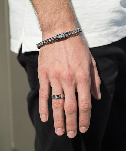 Striped Greek Key Ring Band