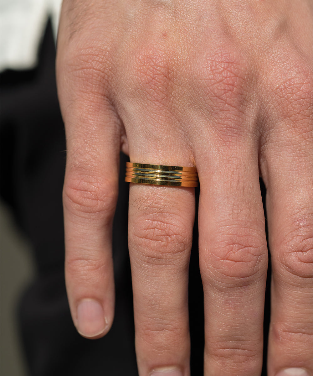 Striped Greek Key Ring Band