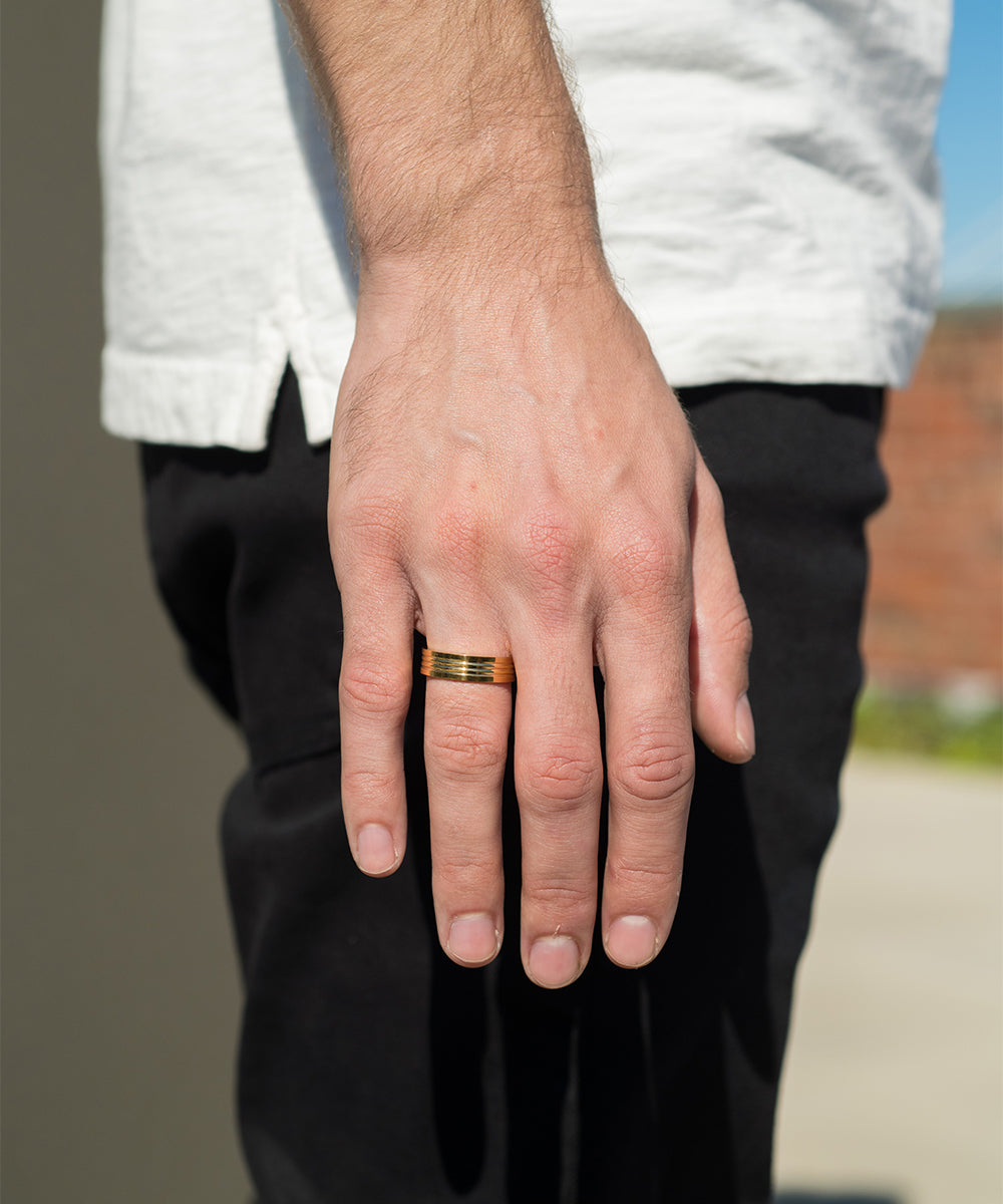 Striped Greek Key Ring Band