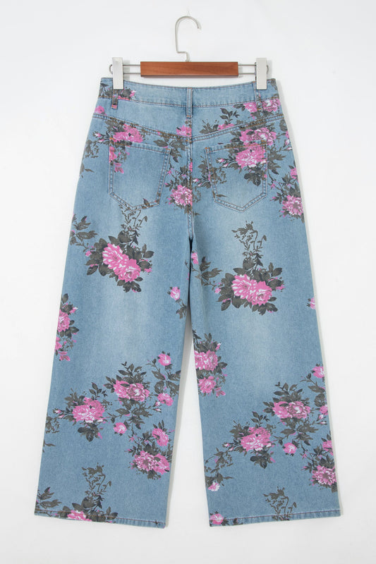 Threaded Pear Esme Floral Print Bootcut Jeans