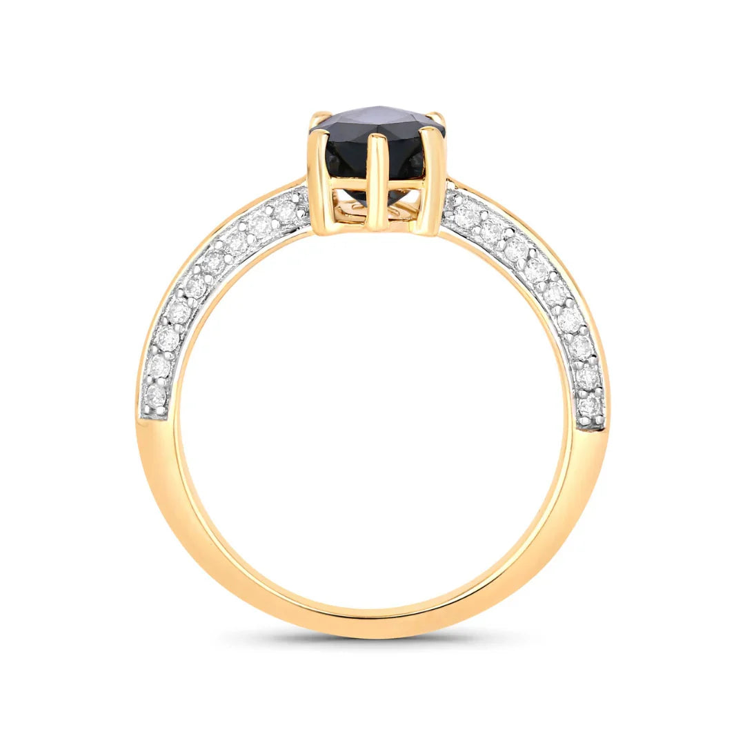 2.10 Ct Marquise Blue Sapphire & Lab Grown Diamond Prong 10K Gold Pave Bridge Ring