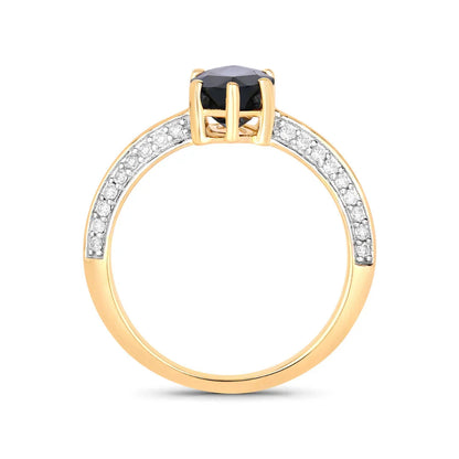 2.10 Ct Marquise Blue Sapphire & Lab Grown Diamond Prong 10K Gold Pave Bridge Ring