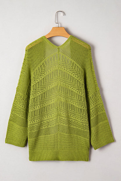 Threaded Pear Whitley Crochet Knit Open Cardigan