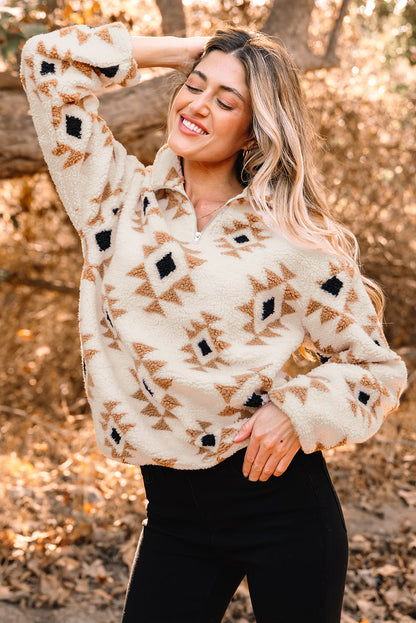 Threaded Pear Elizy Quarter Zip Collar Sweatshirt