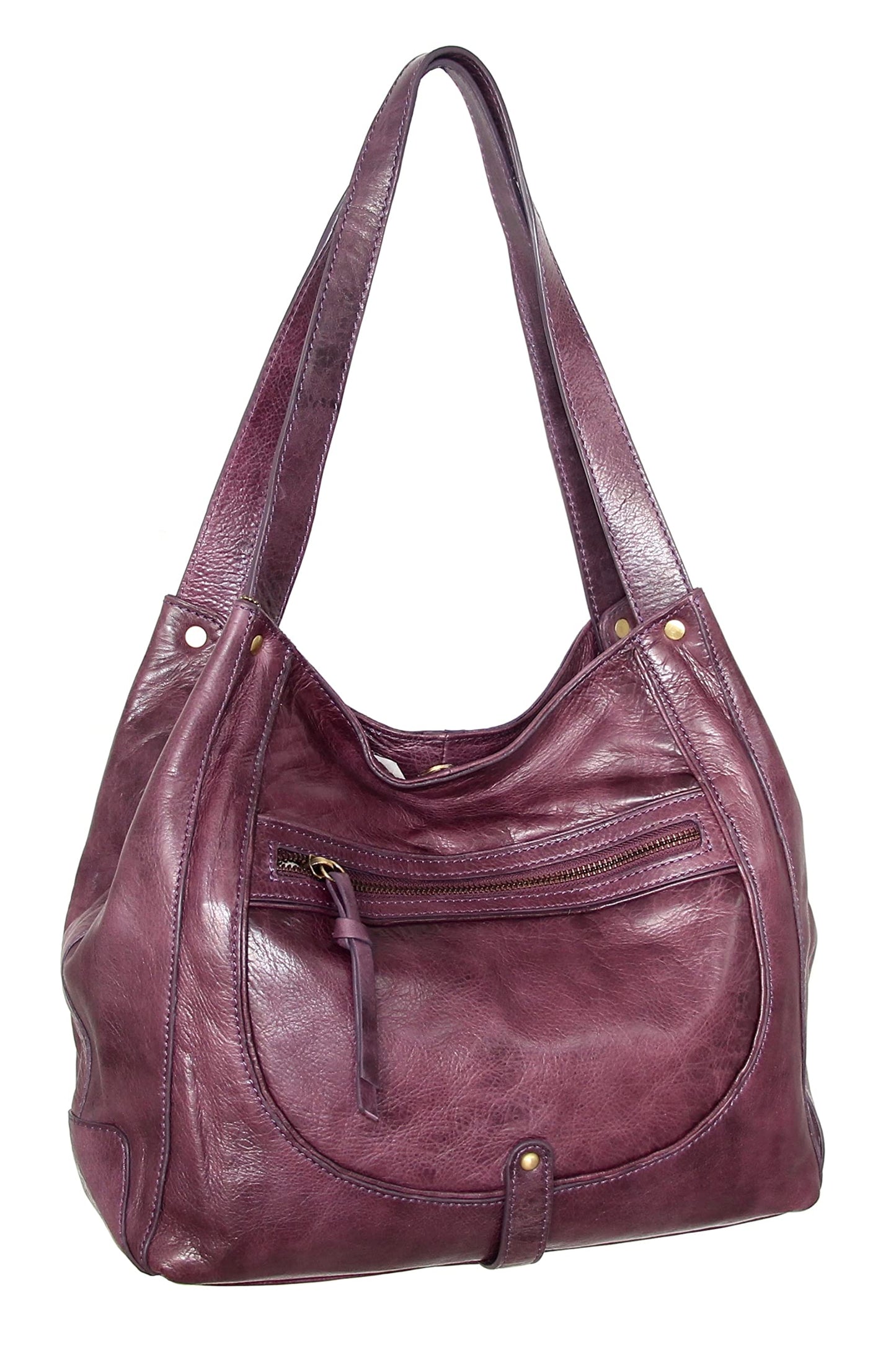 Vintage Leather Organizer Satchel in Viola