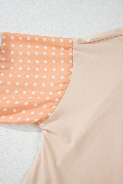 Threaded Pear Alora Palm Leaves Polka Dot Loose Blouse