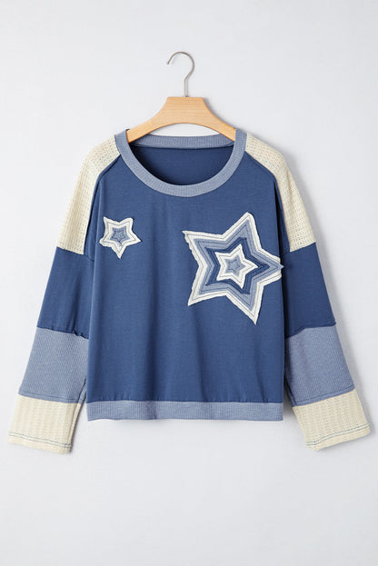 Threaded Pear Natalie Knitted Star Patchwork Oversize Top