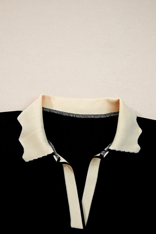 Maryam Collared Top Long Sleeve Top - L - 12/14 / Black
