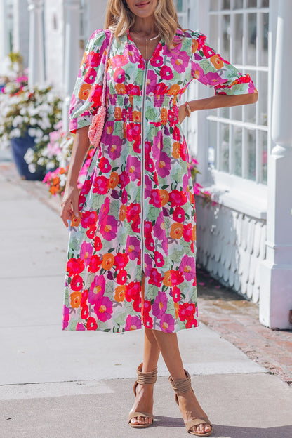 Threaded Pear Lisa Puffy Half Sleeve Dress