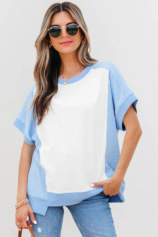 Threaded Pear Waverly Exposed Seam Crew Neck Top