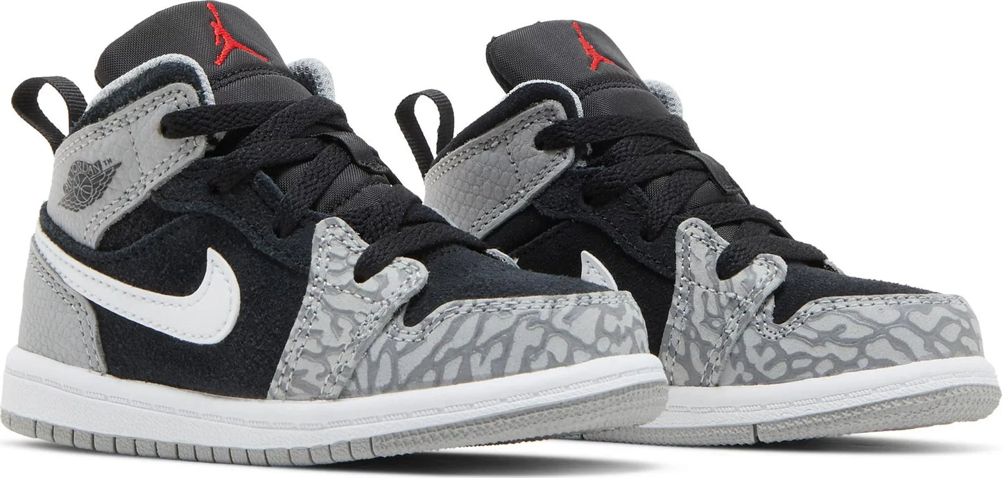 Air Jordan Toddlers Retro 1 Mid Se 'Elephant Print' Td Sneakers