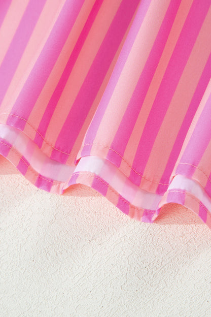 Threaded Pear Juniper Stripe Ruffled Summer Blouse