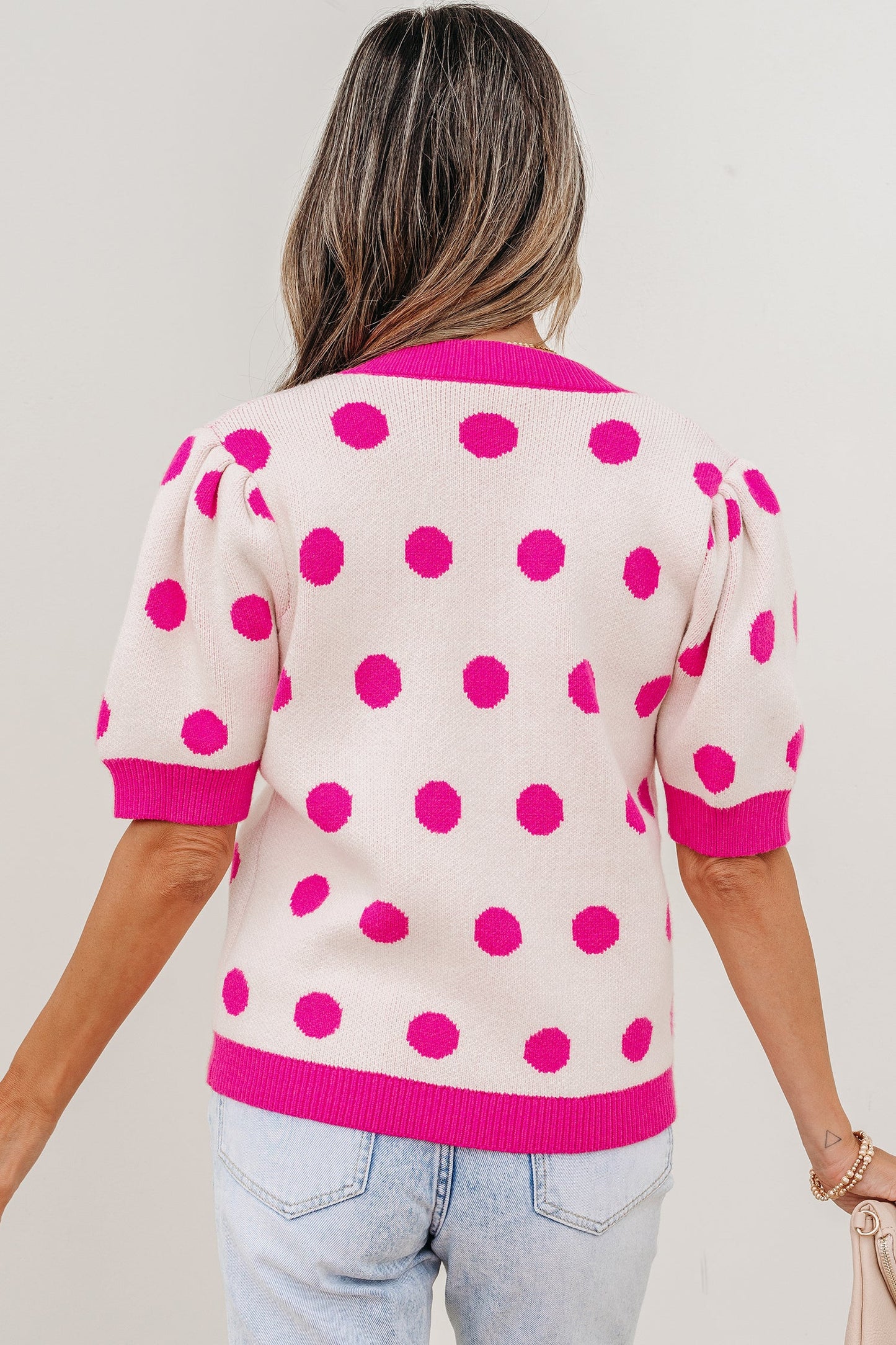 Threaded Pear Alexia Puff Short Sleeve Sweater