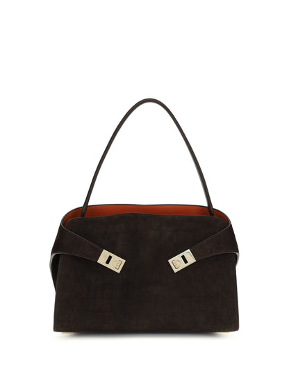 Shoulder Bag Hug Soft Dark Brown Suede
