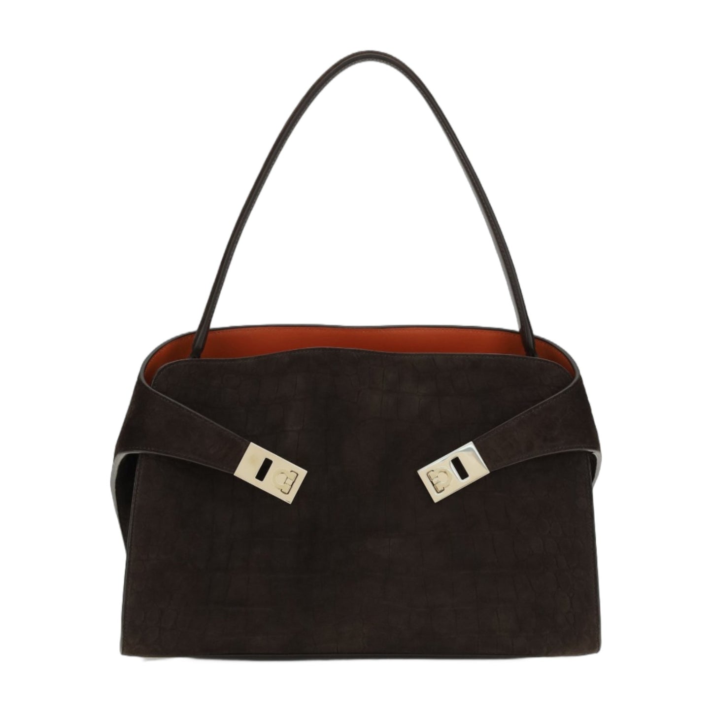 Shoulder Bag Hug Soft Dark Brown Suede