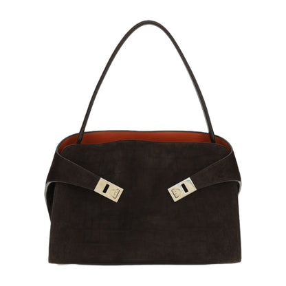 Shoulder Bag Hug Soft Dark Brown Suede