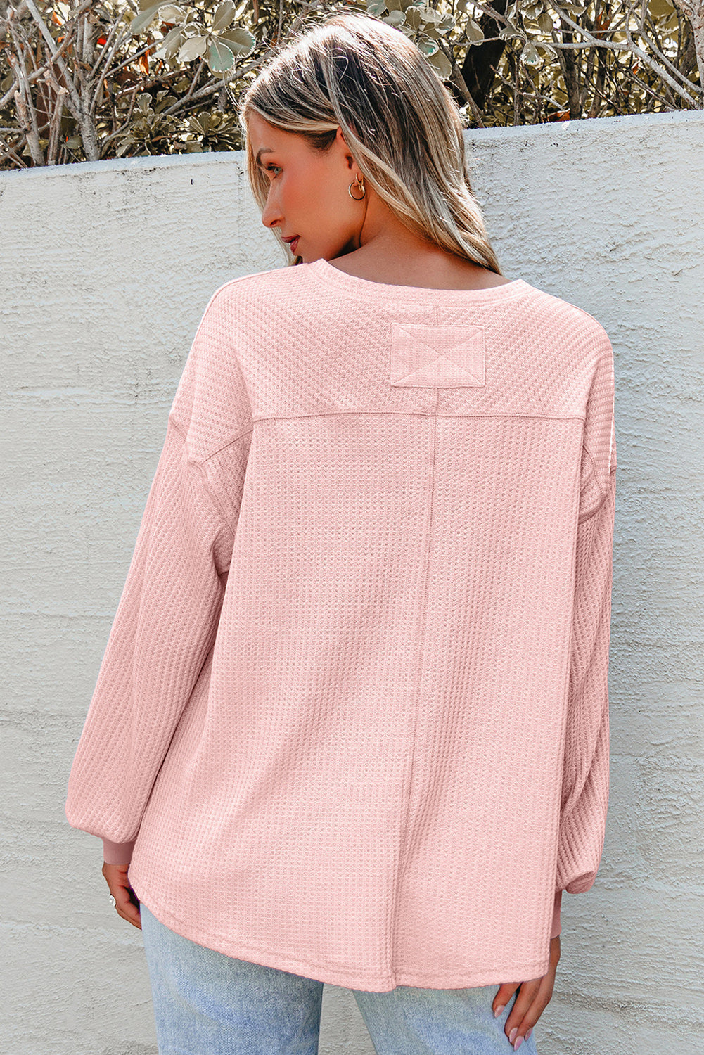 Threaded Pear Talinia Shoulder Loose Blouse Long Sleeve Top