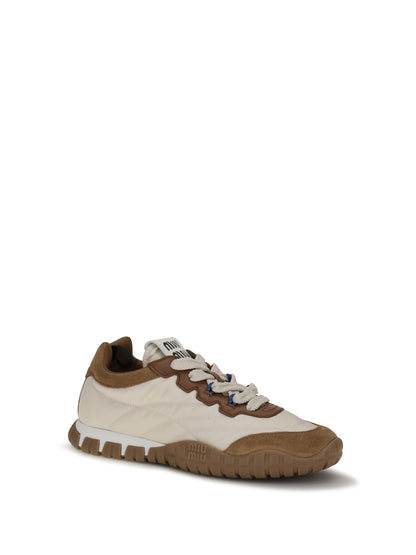 Fabric and Suede Sneakers Ivory/Caramel