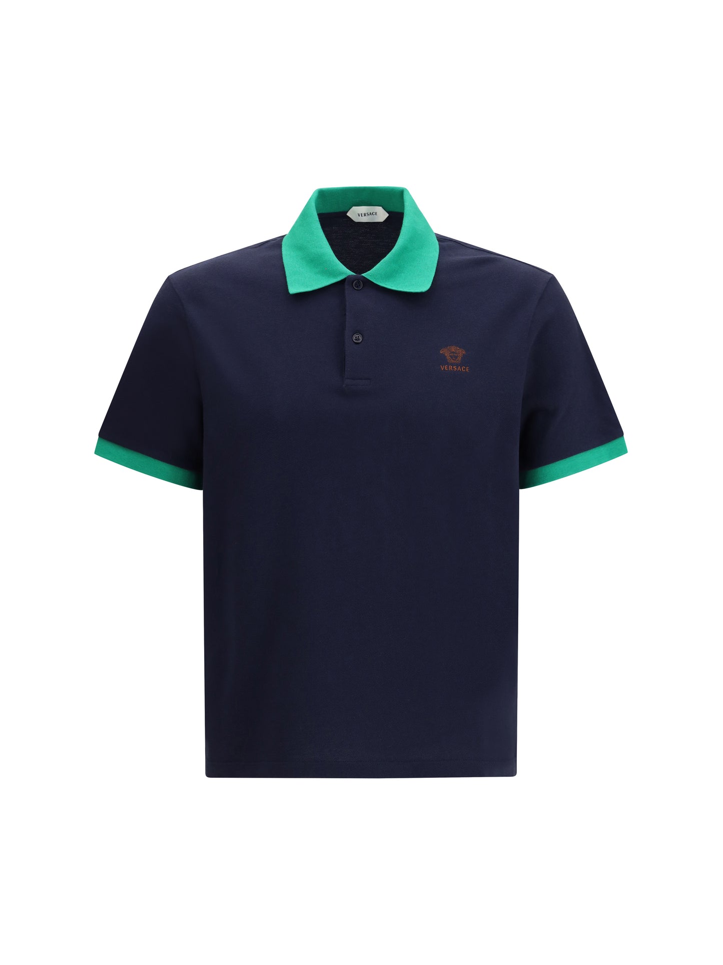 Polo Shirt Cotton Dark Navy/Bright Emerald