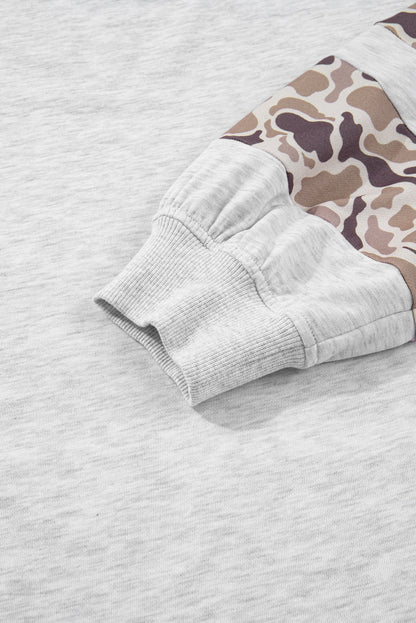 Sophia Patchwork Asymmetric Sleeve PLUS Hoodie - Light Gray / 1X - 14W-16W