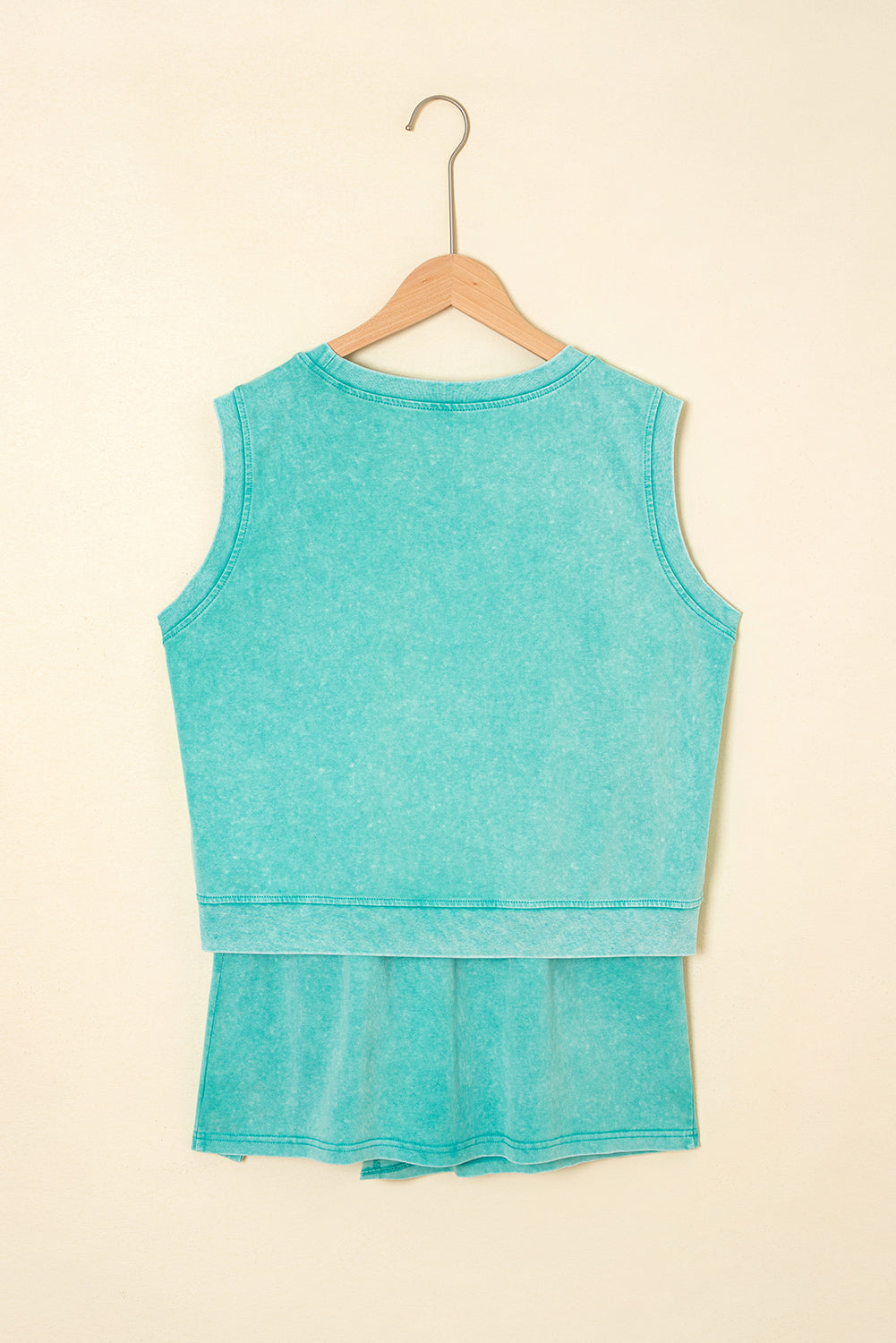 Threaded Pear Aria 2 Pieces Mineral Wash Cotton Tank Top Lined Split Skirt Set