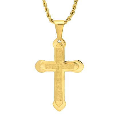 Stainless Steel Padre Nuestro Spanish Prayer Cross Pendant
