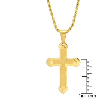 Stainless Steel Padre Nuestro Spanish Prayer Cross Pendant