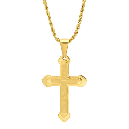 Stainless Steel Padre Nuestro Spanish Prayer Cross Pendant