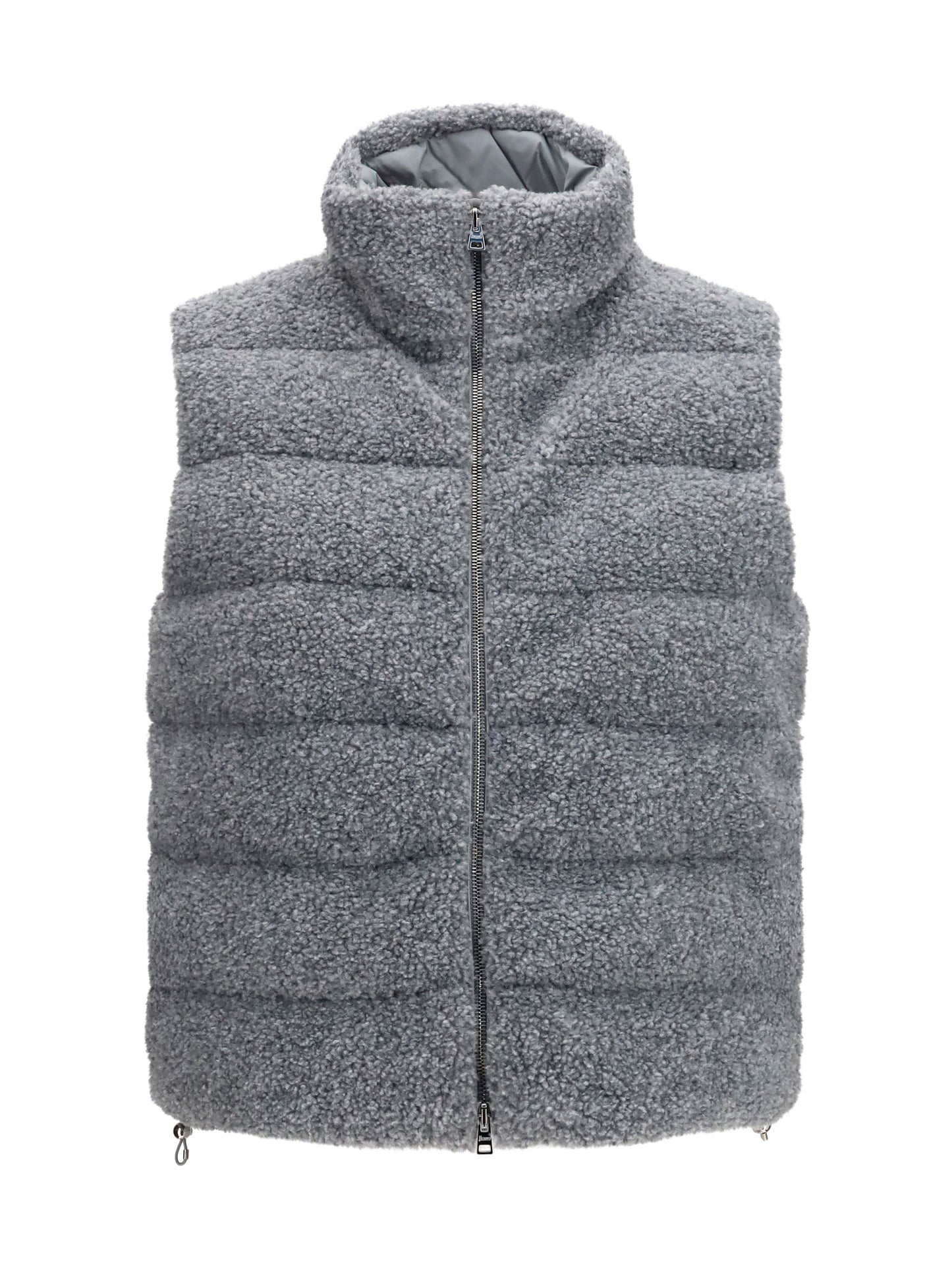 Padded Vest Shearling Front Pearl Grey