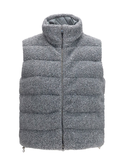 Padded Vest Shearling Front Pearl Grey