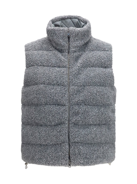 Padded Vest Shearling Front Pearl Grey