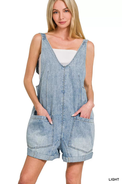 Zenana Denim Short Overalls