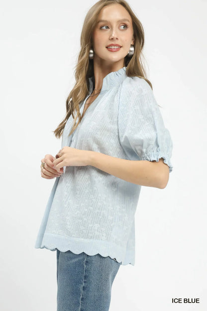 Umgee Textured Pintuck Blouse