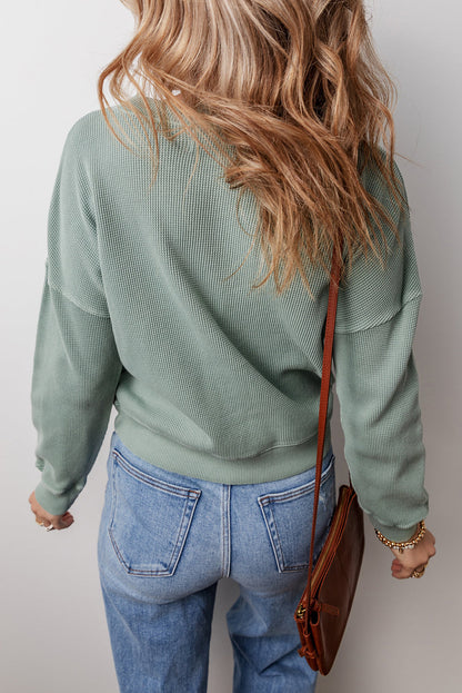 Threaded Pear Halo Knit Drop Shoulder Top
