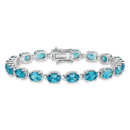 4.75 Ct Oval Swiss Blue Topaz Prong Sterling Silver Tennis Bracelet