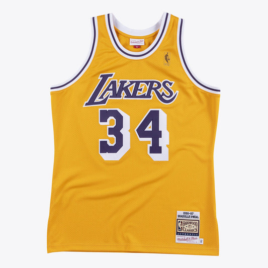 Men's Mitchell & Ness NBA Authentic Jersey Lakers 1996 Shaquille O'Neal