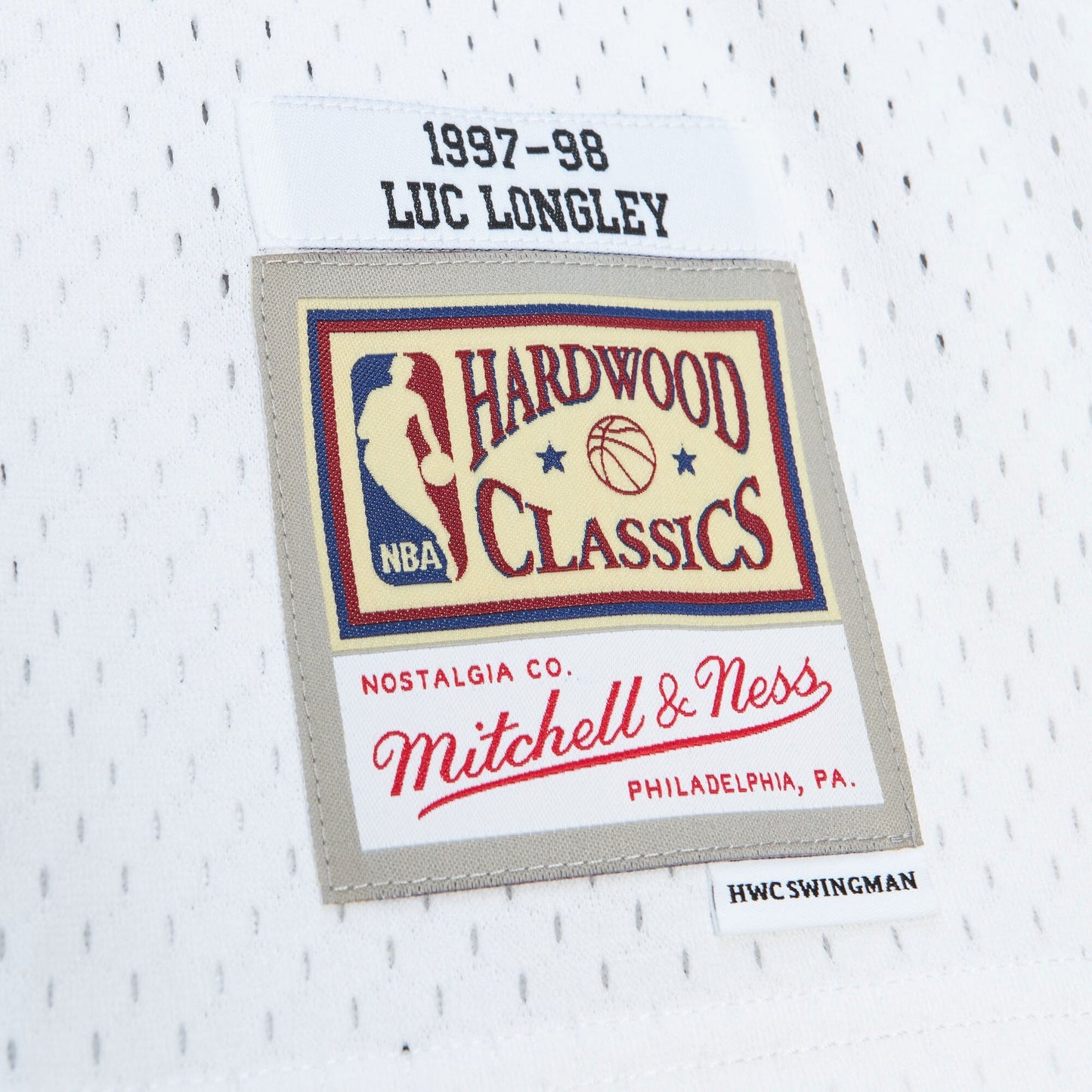 Men's Mitchell & Ness NBA White Jersey Bulls 1997 Luc Longley