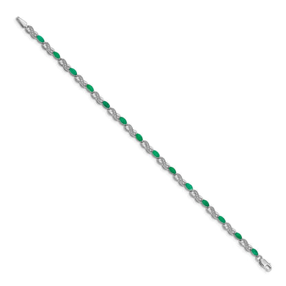 14k White Gold Emerald Infinity 7.25 inch Bracelet