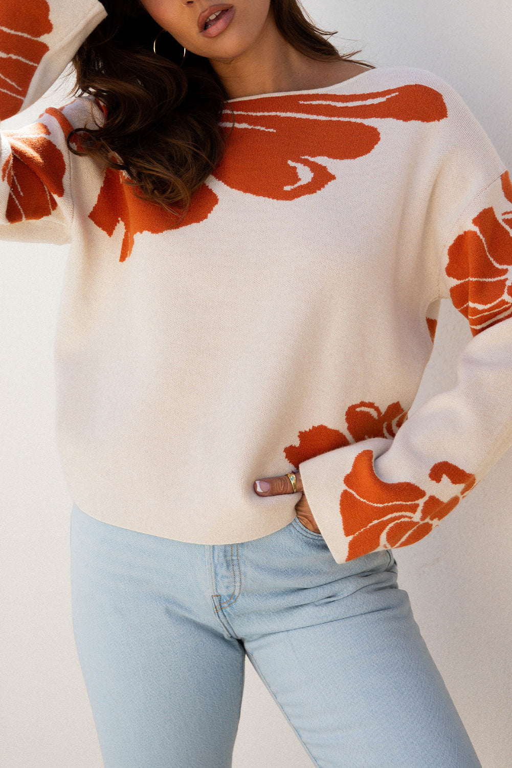 Threaded Pear Beth Wide Sleeve Baggy Sweater