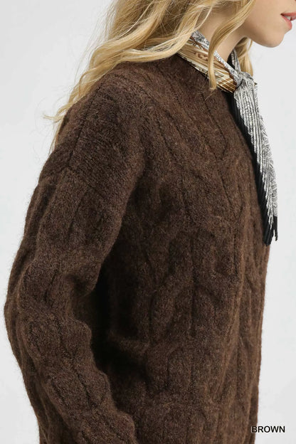 Umgee Cable Knit Cozy Sweater