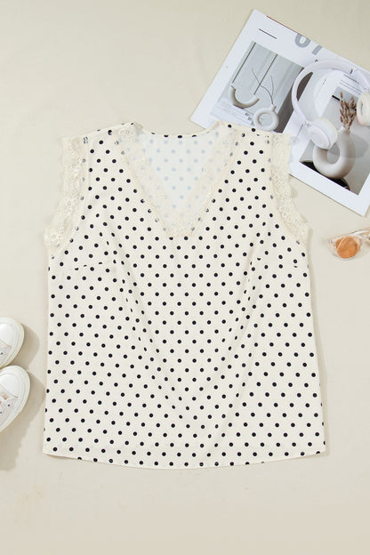 Threaded Pear Alina Lace Trim Sleeveless PLUS Top