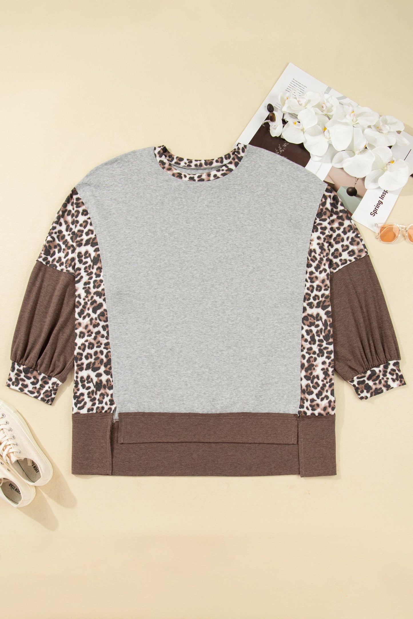 Threaded Pear Camila Block Patchwork Dolman PLUS Sweatshirt