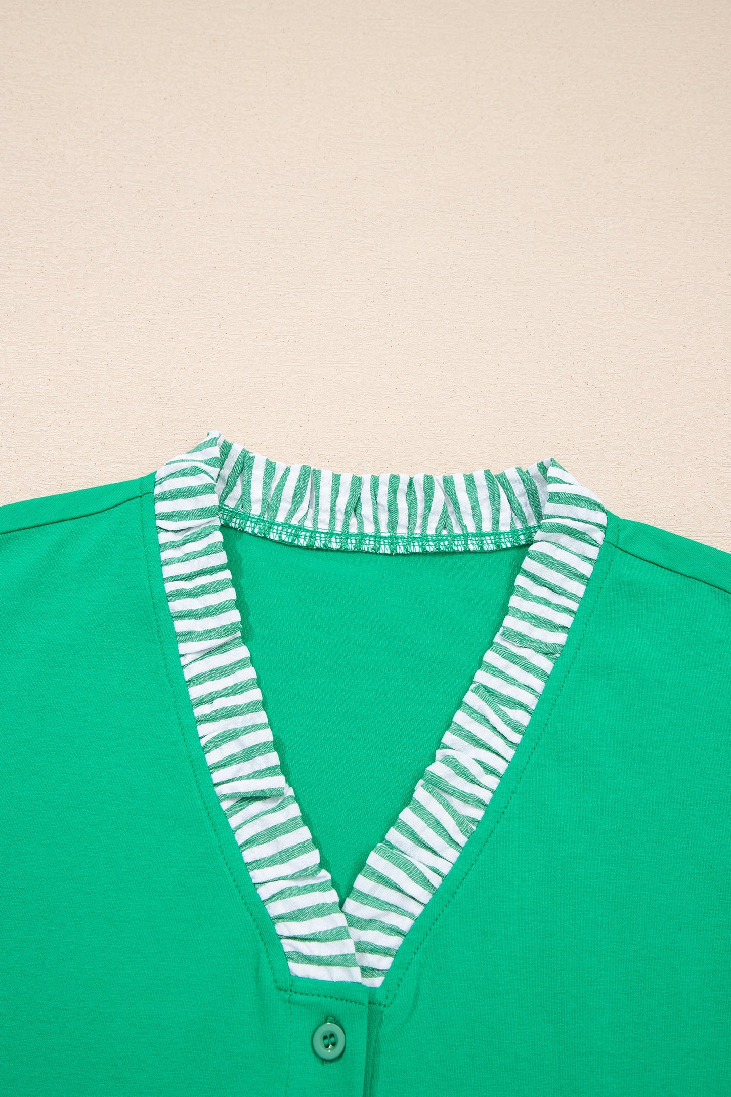 Threaded Pear Presley Trim Flutter Sleeve Plus Blouse