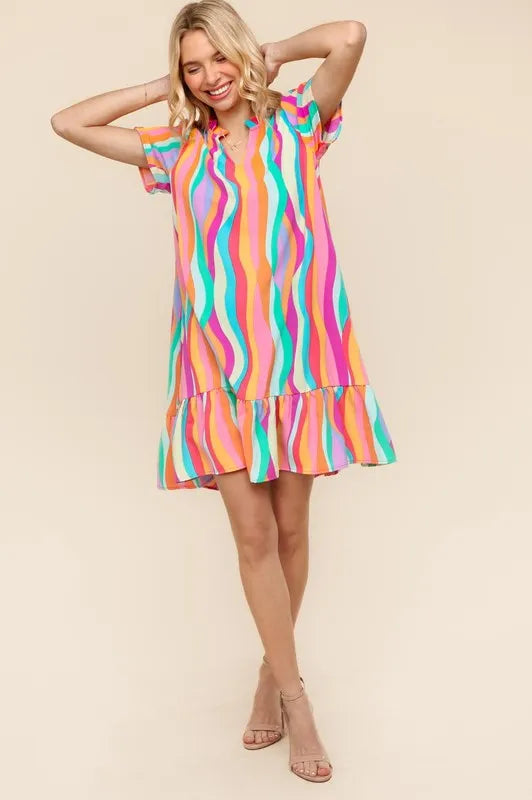 Haptics Tiered Woven Ruffle Hem Dress