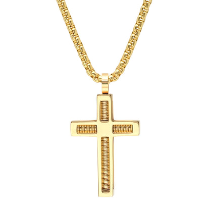 Stainless Steel Spring Inlay Cross Pendant