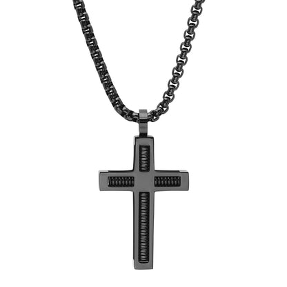 Stainless Steel Spring Inlay Cross Pendant