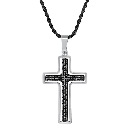 Lords Prayer Spinner Cross Pendant