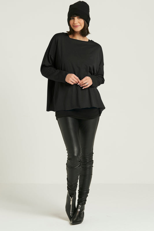 Pima Cotton Luxury Boxy T-Shirt - Black